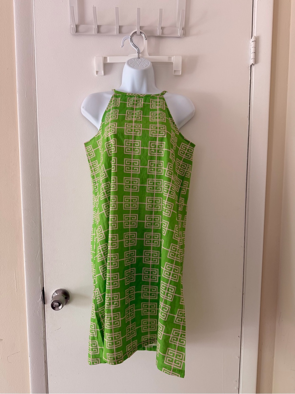 Carvalho Couture Green Geometric Halter Shift Dress Size M